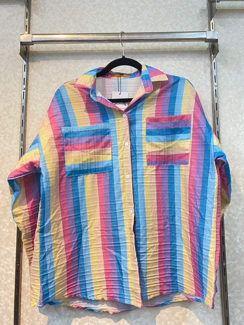 Multicolour Striped Collar Shirt
